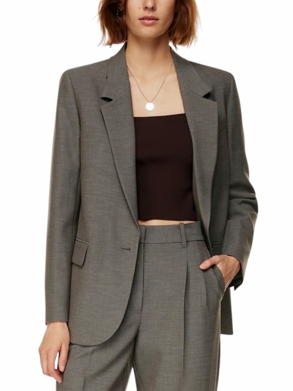 Aritzia Wilfred Generation Relaxed Fit Blazer Grey Brown (Re)ssential Sz S / 6